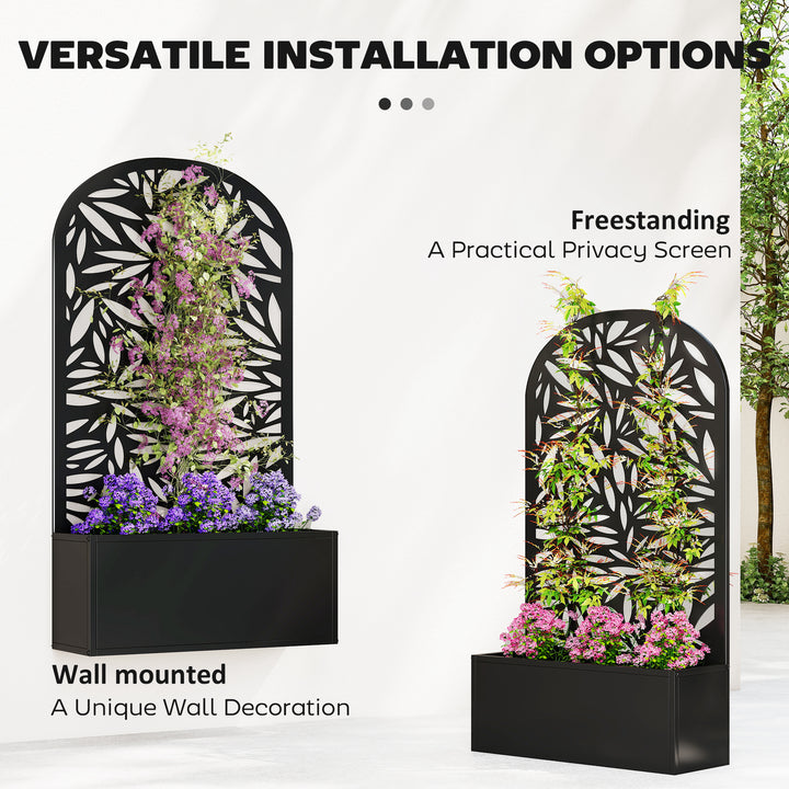 Metal Garden Bed for Garden with Trellis, Wall Mounted or Freestanding