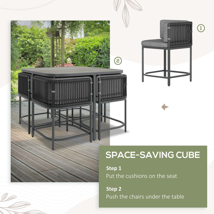 4-Seater Rattan Cube Garden Furniture Set with Cushions - Charcoal Grey