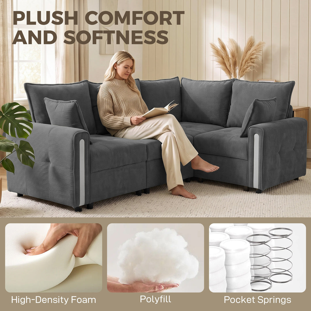 228cm L Shaped Sofa with Lift-Up Storage, 3-Seater Sectional Sofa - view 5