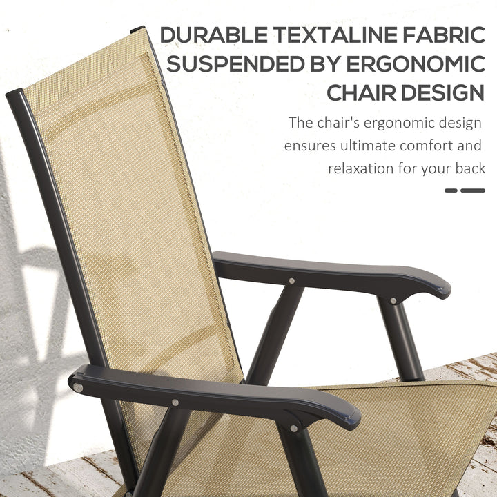 Set of Four Folding Garden Chairs - Light Brown