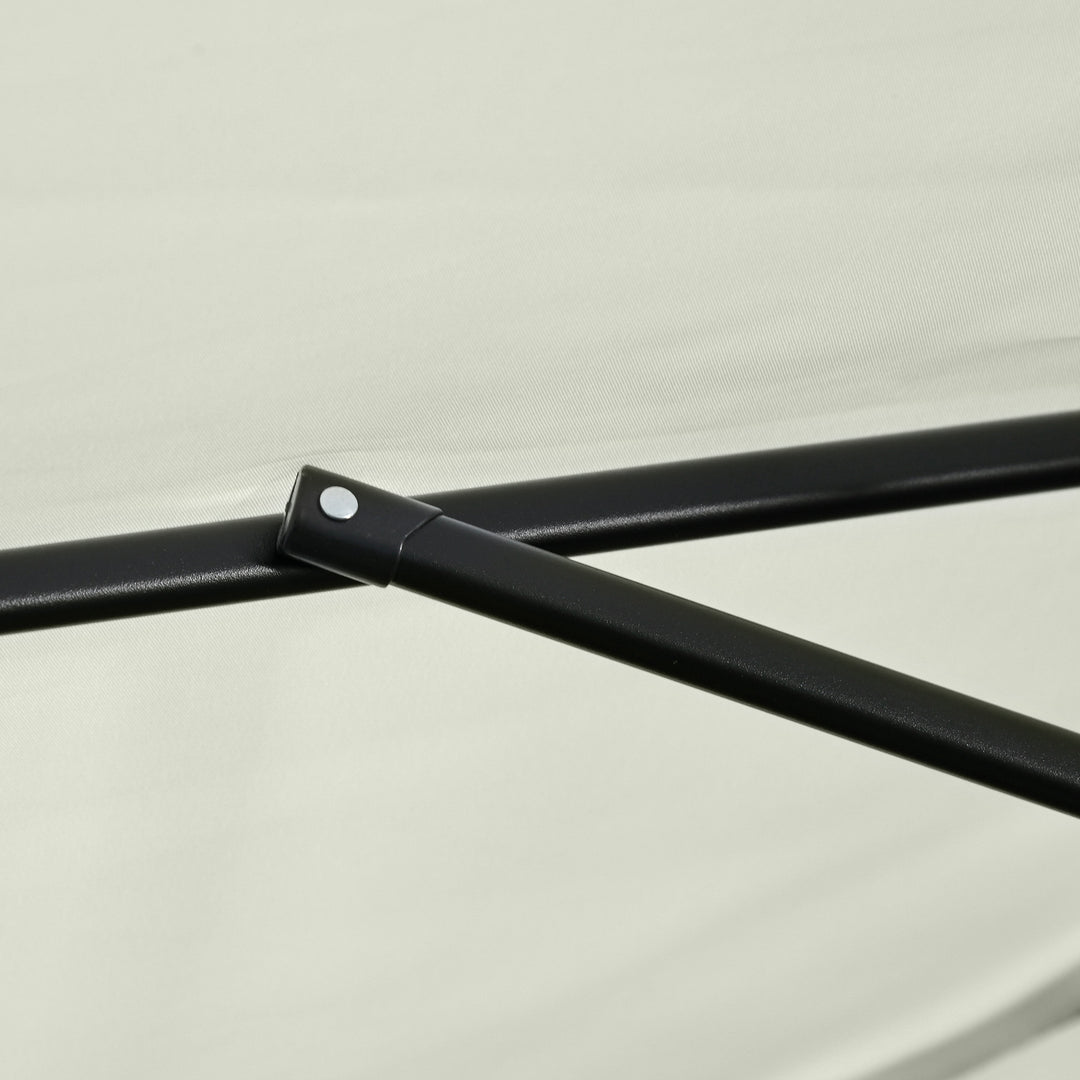 2.3m Half Parasol Semi Round Umbrella Patio Metal Frame Crank Handle for Balcony-- NO BASE INCLUDED, Off-White