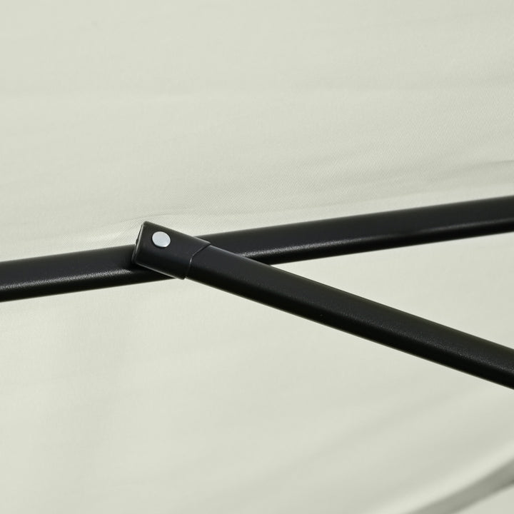 2.3m Half Parasol Semi Round Umbrella Patio Metal Frame Crank Handle for Balcony-- NO BASE INCLUDED, Off-White