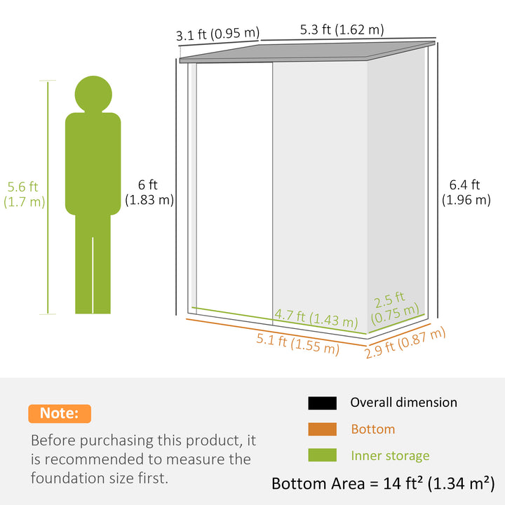 MCL 5.3 x 3.1ft Corrugated Steel Garden Shed - Black