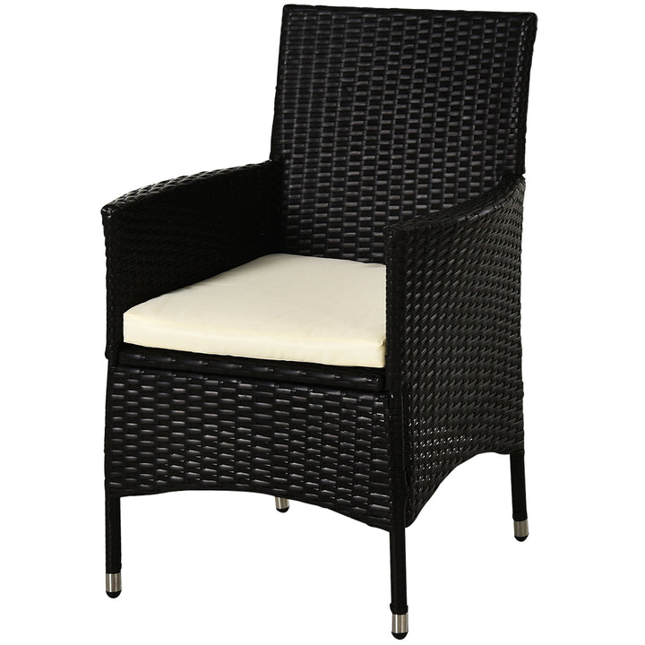 Outsunny Rattan 2 Seater Outdoor Armchair, Garden Patio Dining Chair with Armrests and Cushions, Deep Coffee