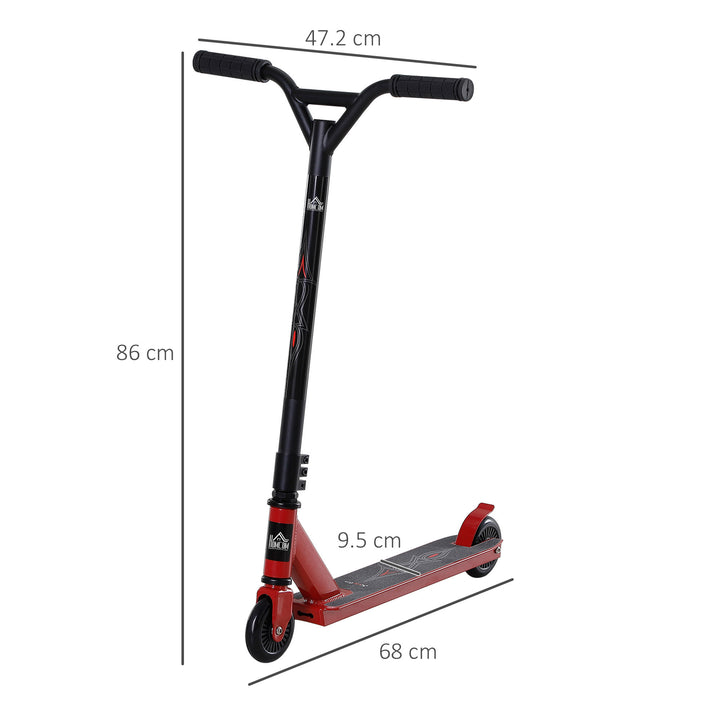 Street Stunt Scooter Intermediate and Beginner Freestyle Tricks Scooters For 14+ Teens Adult w/ Rear φ10cm Wheel & Brake - Red