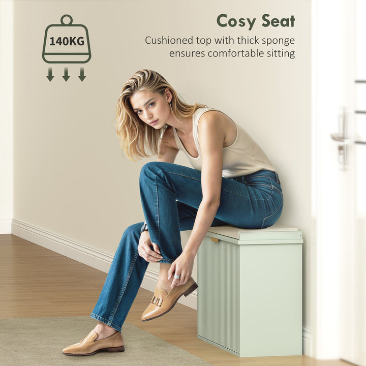 Elegant Six Shoe Bench, with Top Seat - Green