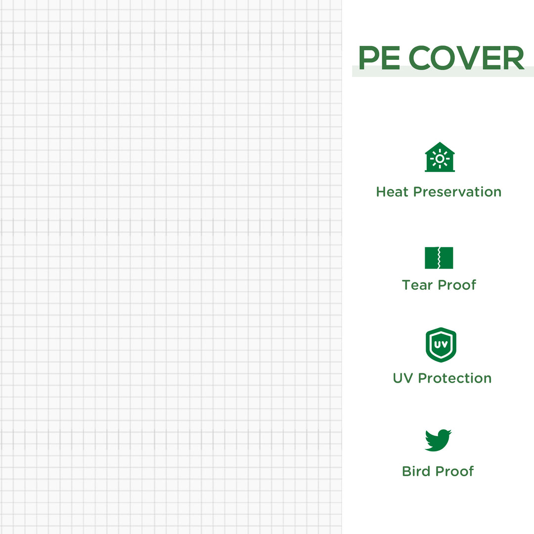 MCL Mini Small Greenhouse with Steel Frame & PE Cover & Zipped Window Poly tunnel Steeple for Plants Vegetables, 180 x 90 x 90 cm, White