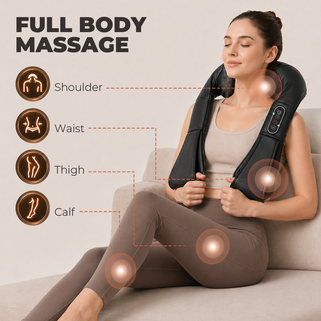 Neck and Shoulder Massager with Heat, Deep Tissue Shiatsu 3D Kneading 