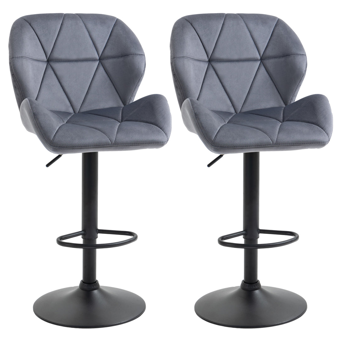 MCL Adjustable Bar Stools Set of 2, Armless Upholstered Swivel Counter Chairs, Barstools with Back, Footrest, Dark Grey