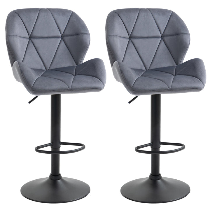 MCL Adjustable Bar Stools Set of 2, Armless Upholstered Swivel Counter Chairs, Barstools with Back, Footrest, Dark Grey