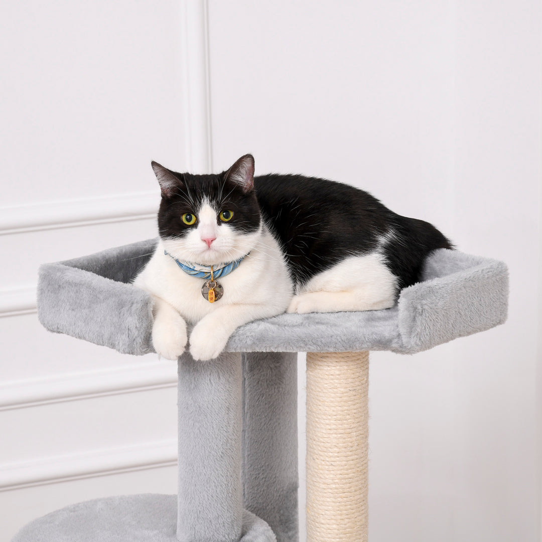 MCL Cat Tree for Indoor Cats Kitten Tower Multi-level Activity Centre Pet Furniture with Scratching Post Condo Hanging Ropes Plush Perches Grey