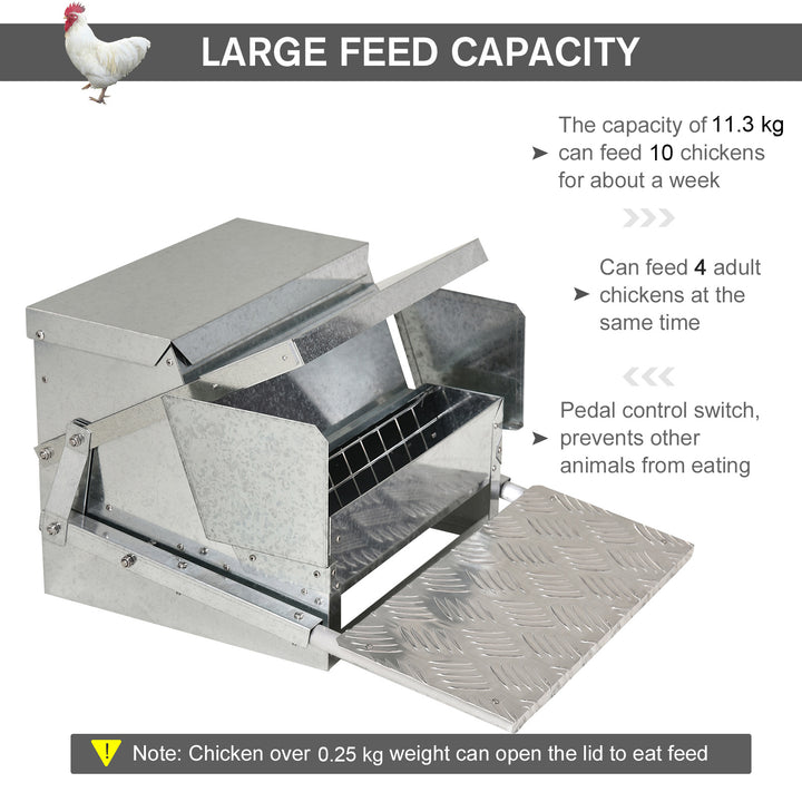 PawHut 11.5kg Capacity Automatic Chicken Poultry Feeder with a Galvanized Steel and Aluminium Build, Weatherproof Design | Aosom UK