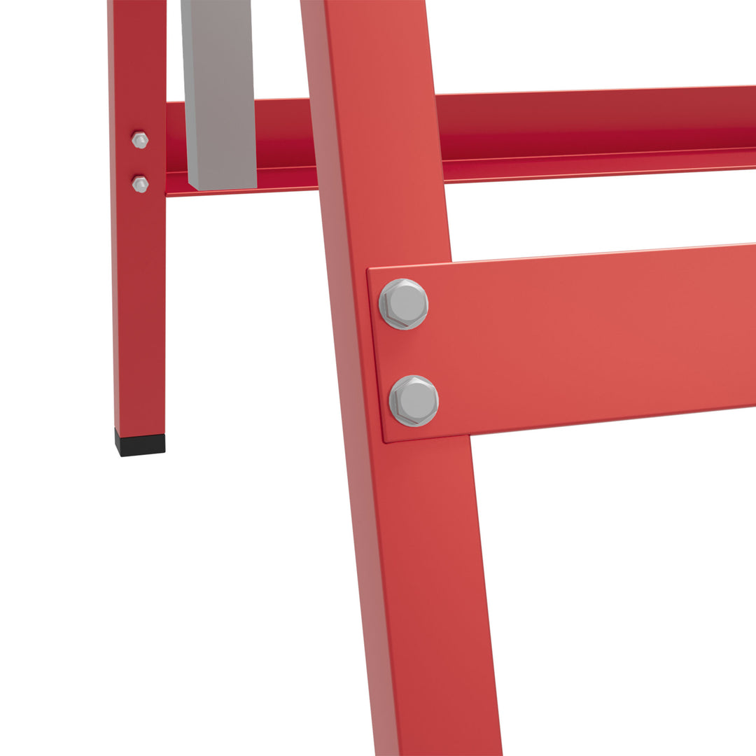 Set of 2 Adjustable Telescopic Builders Trestle, DIY Steel Work Bench Carpenter, Folding Saw Horse Tools Red