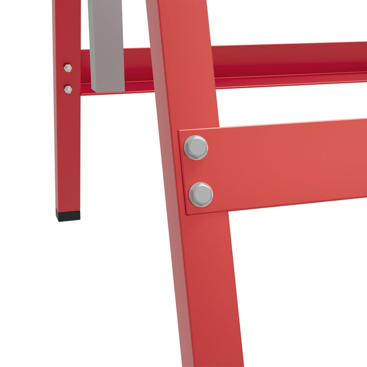 Set of 2 Adjustable Telescopic Builders Trestle, DIY Steel Work Bench Carpenter, Folding Saw Horse Tools Red