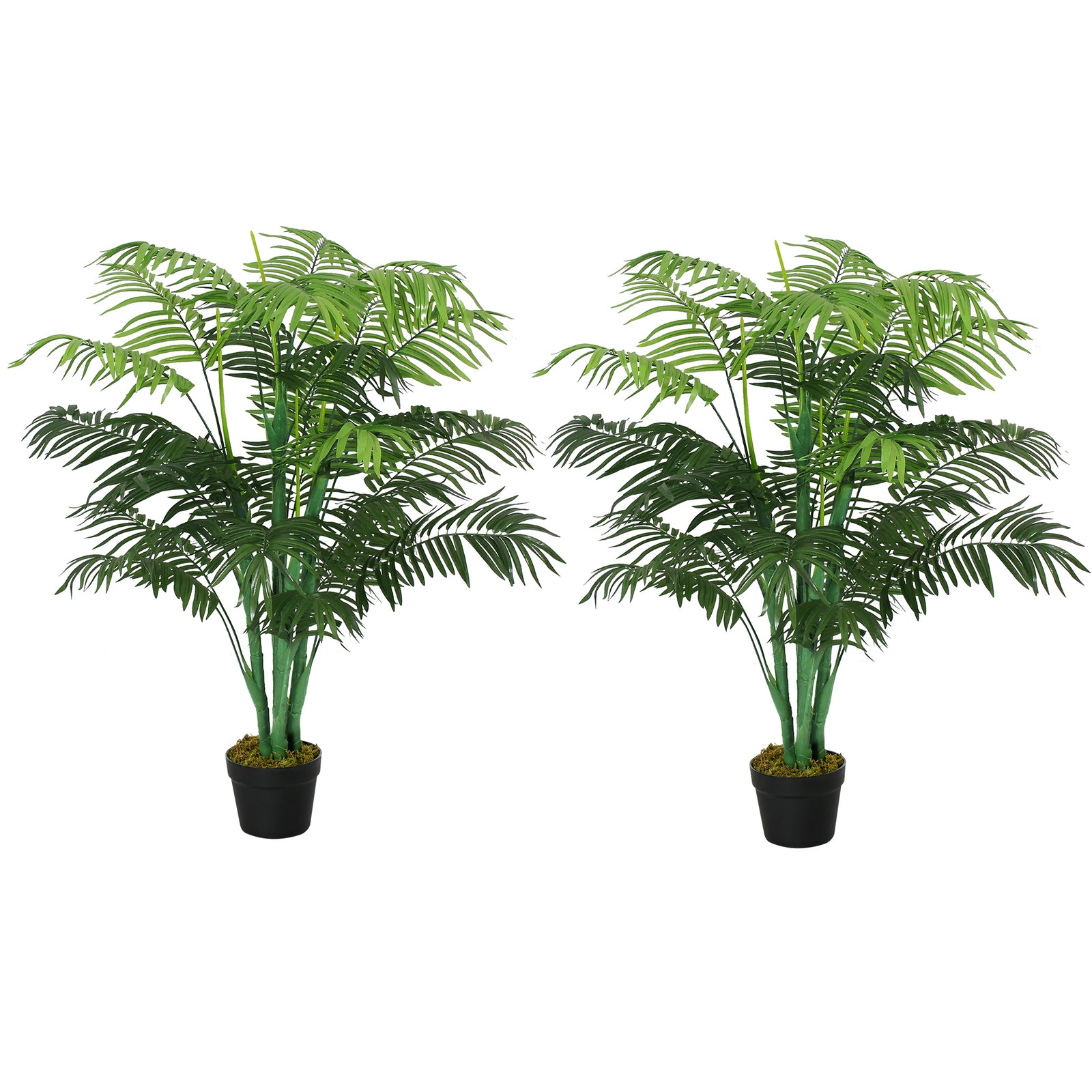 2 Pack Artificial Plant Palm Tree in Pot, Fake Plants for Home Indoor Outdoor Decor, 125cm, Green