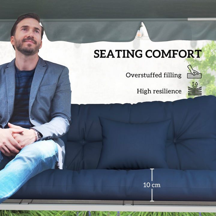 Outdoor Seat Cushions Back Cushion with 2 Pillows, Water Repellent Sea