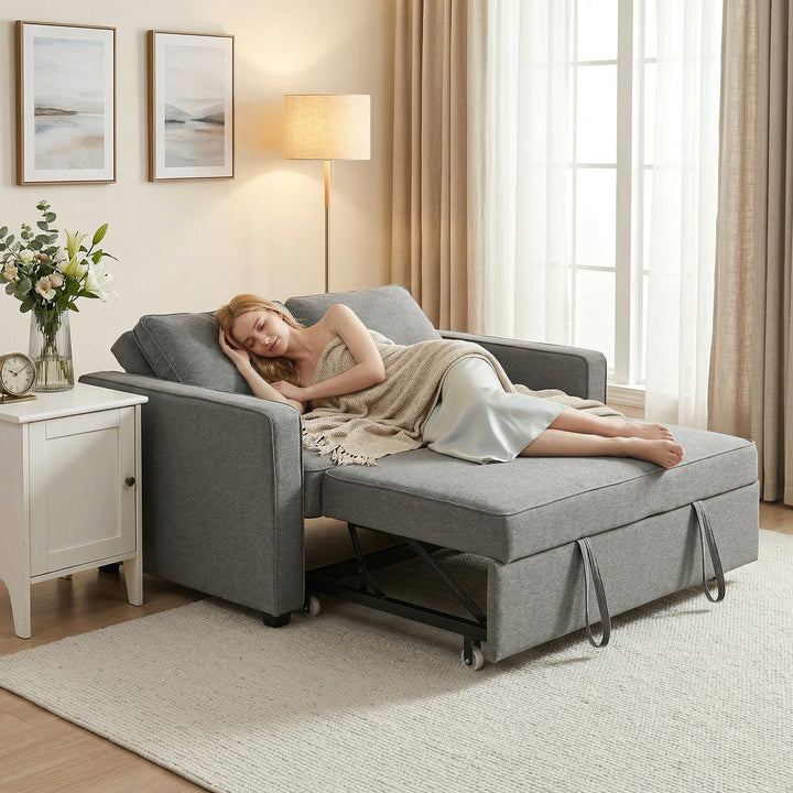 Double Sofa Bed Click Clack Sofa Bed Pull Out Bed with Adjustable Back