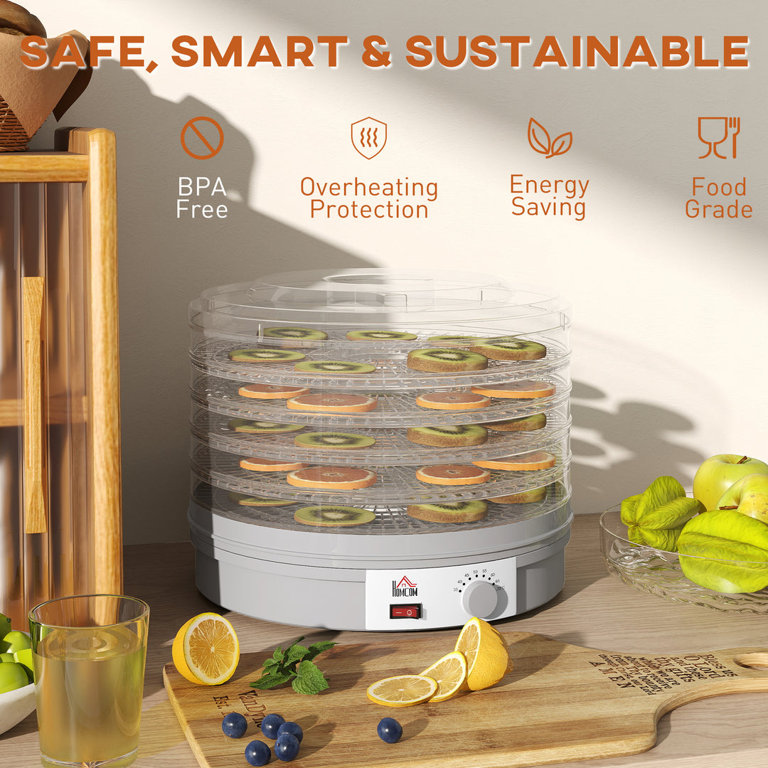 5 Tier Food Dehydrator, 245W Food Dryer Machine with Adjustable Temperature Control for Drying Fruit, Meat, Vegetable, Jerky and Pet Treat, Grey