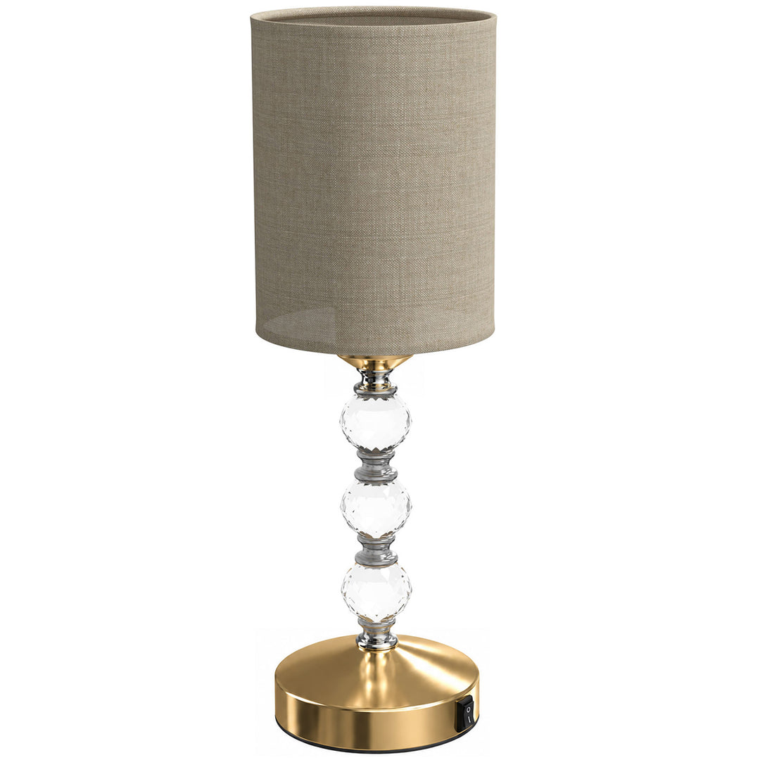 Bedside Lamp, Modern Crystal Decoration Table Lamp with PVC shade - Gold Tone