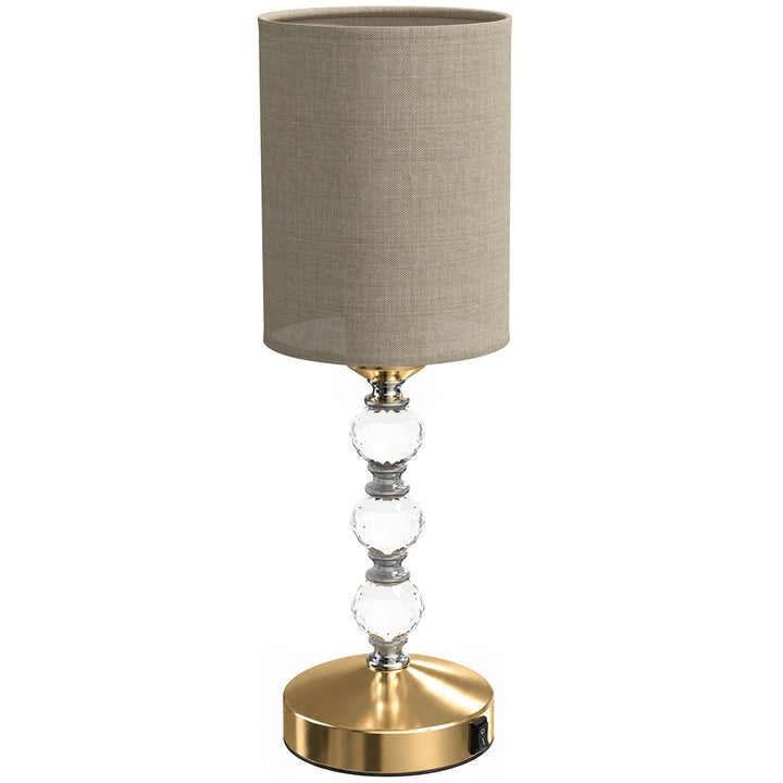 Bedside Lamp, Modern Crystal Decoration Table Lamp with PVC shade - Gold Tone