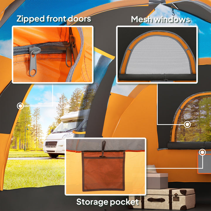 5-6 Man Dome Camping Tent - Orange