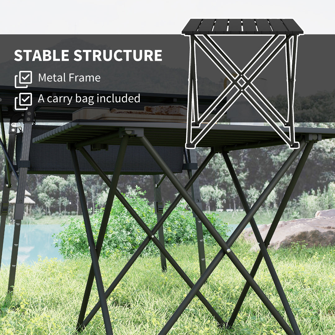 Folding Camping Table, Lightweight Metal Picnic Table with Carry Bag, Foldable Table for Outdoor Camping, Picnic, Hiking, BBQ, Fishing, Black