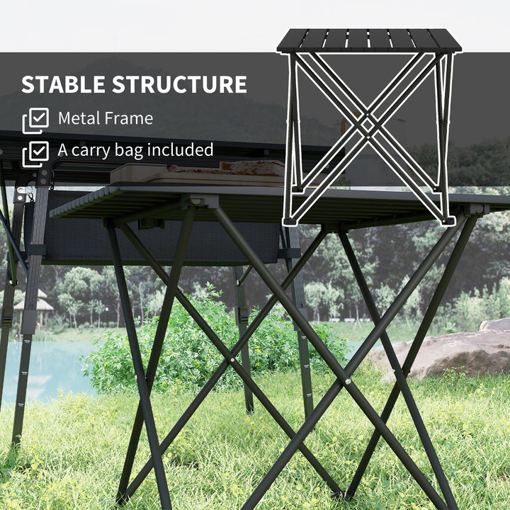 Folding Camping Table, Lightweight Metal Picnic Table with Carry Bag, Foldable Table for Outdoor Camping, Picnic, Hiking, BBQ, Fishing, Black