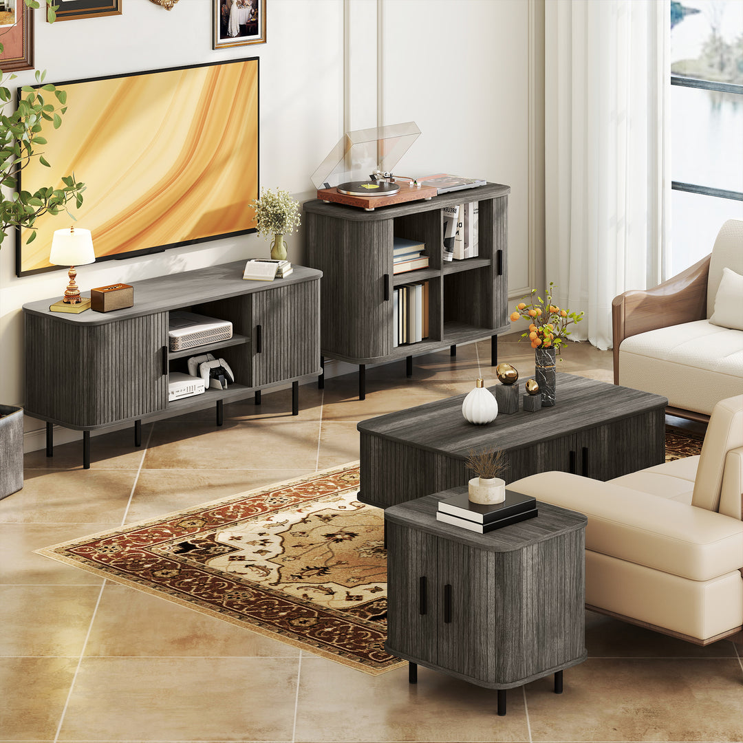 TV Stand Cabinet for TVs up to 55 Inches, TV Unit with Storage Shelves and Cupboard for Living Room, Grey