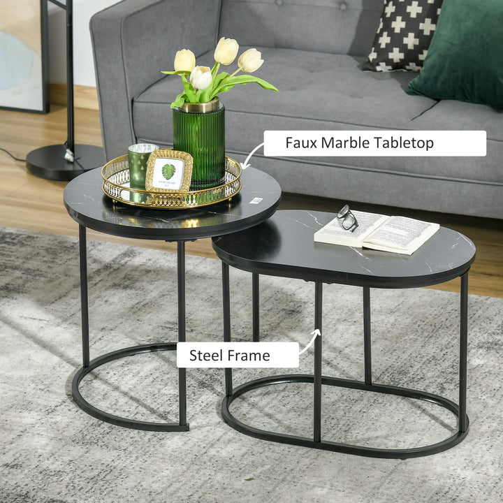 MCL Marble-Effect Nest of Tables - Black/White