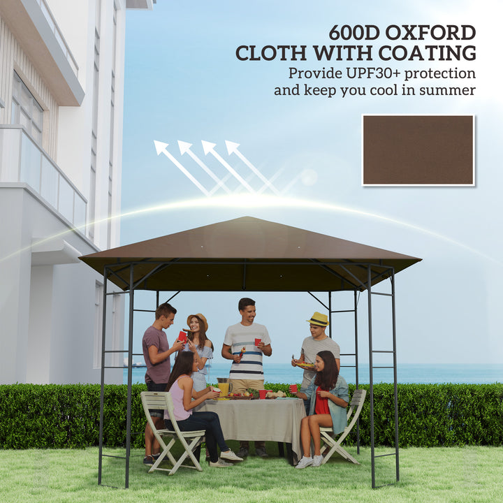 3 x 3(m) Gazebo Canopy Replacement Cover, Garden Gazebo Roof Replacement with Drain Holes, Water-resistant Plastic Coating, 370g/㎡, UPF30+, TOP COVER ONLY, Brown