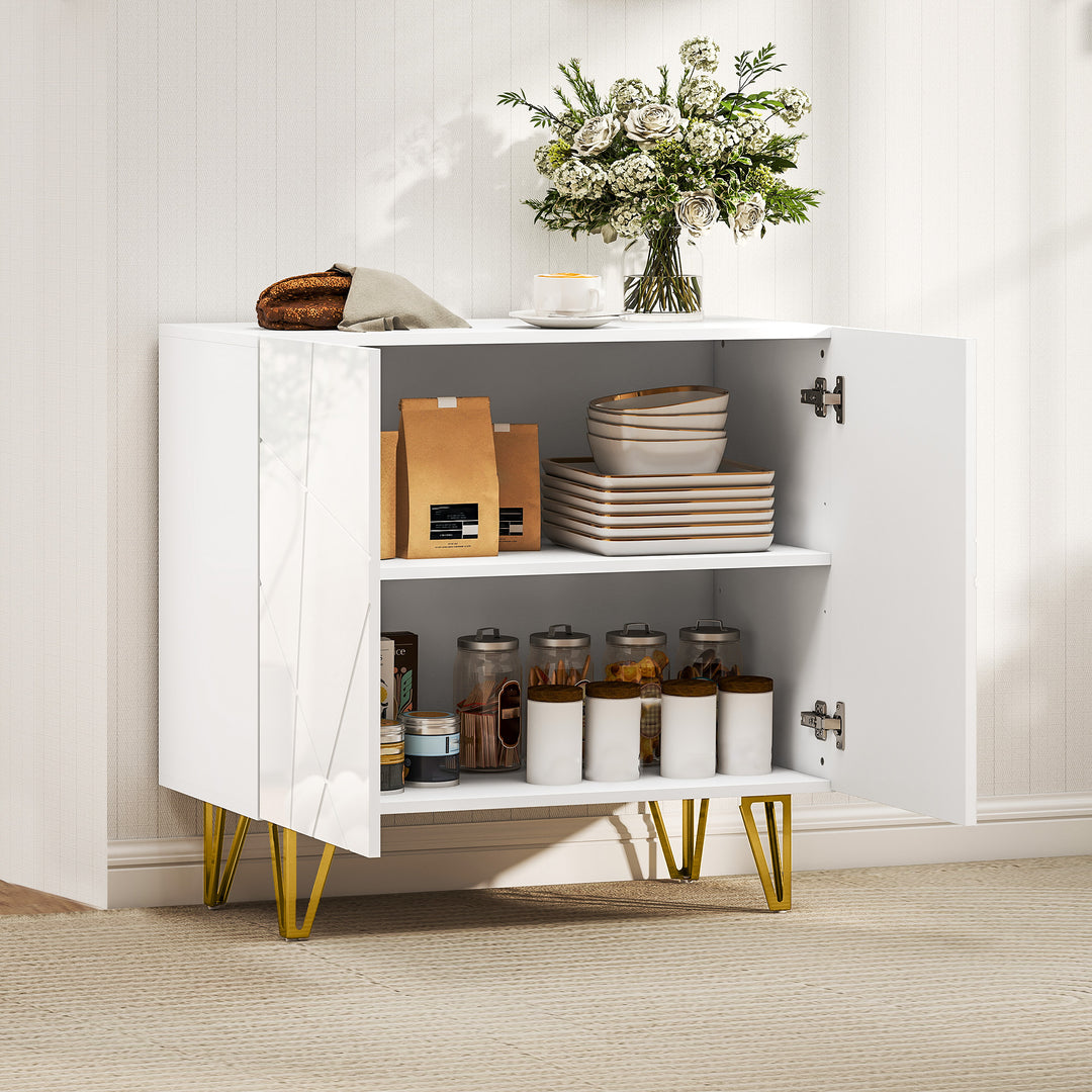 Modern Luxe High Gloss Sideboard, with Hairpin Legs - White