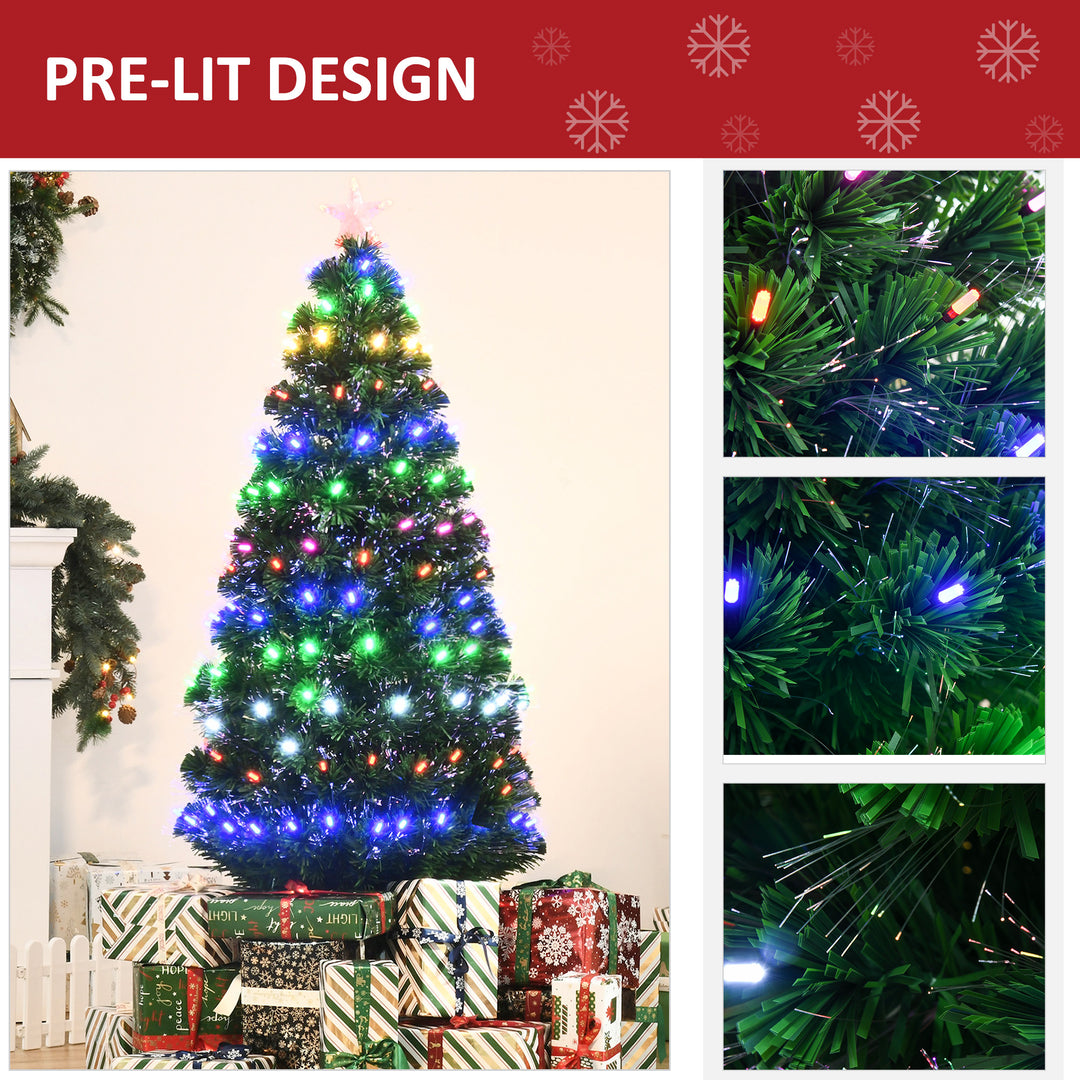 MCL 5FT Pre-Lit Artificial Christmas Tree w/ Lights Star Topper Metal Base Home Seasonal Decoration