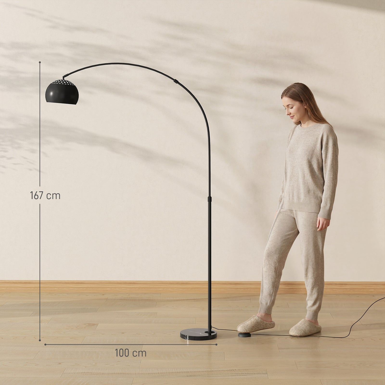 Arc Floor Lamp for Living Room, Modern Adjustable Standing Lamp with F