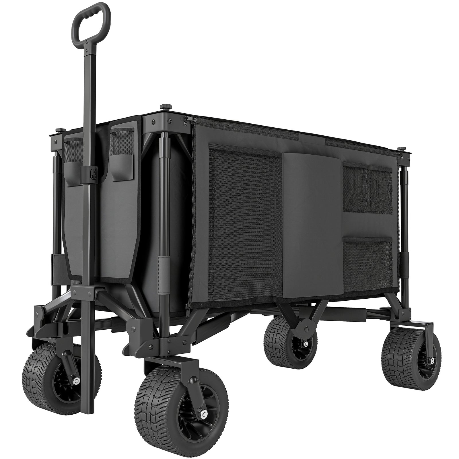 Folding Garden Trolley, Cargo Traile on Wheels, Collapsible Camping Trolley, Outdoor Utility Wagon, Dark Grey
