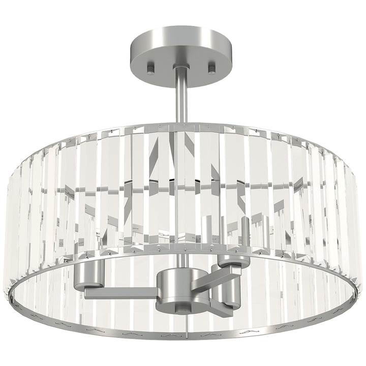 Crystal Ceiling Light Fixture, Semi Flush Mount Modern Crystal Chandelier Ceiling Light for Living Room, Bedroom, Hallway, Dining Room, E14 Base 3-Lights, Silver Tone