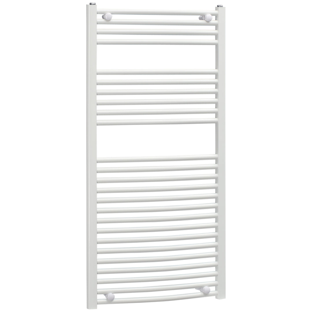 Curved Heated Towel Rail, Hydronic Bathroom Ladder Radiator Towel Warmer For Central Heating 600mm x 1200mm, White