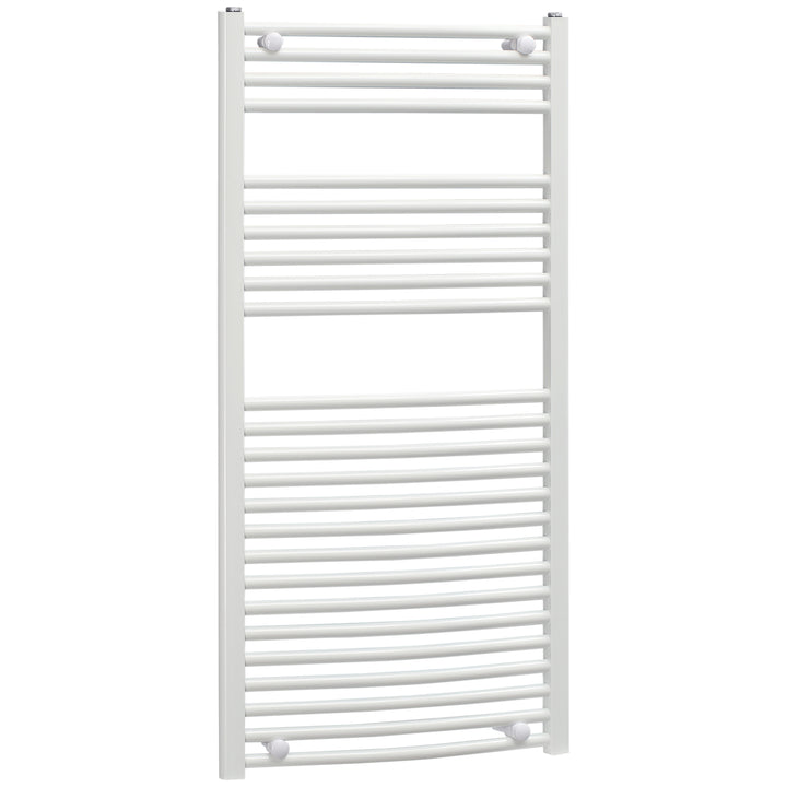 Curved Heated Towel Rail, Hydronic Bathroom Ladder Radiator Towel Warmer For Central Heating 600mm x 1200mm, White