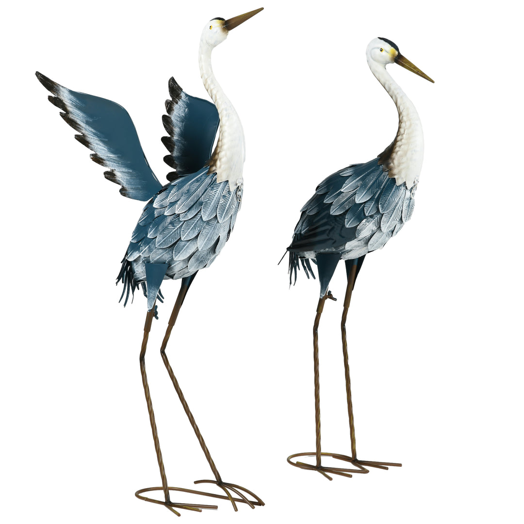 Heron Garden Statues, Standing Garden Ornament, Metal Garden Gift with
