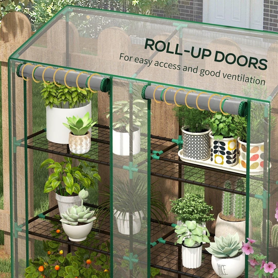 46 x 143cm Mini Lean-To Greenhouse, with Three Inner Shelves