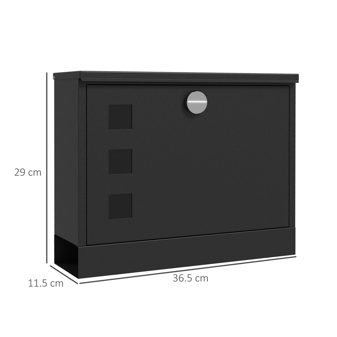 HOMCOM Wall Mounted Letterbox, Weatherproof Post Box, Modern Mailbox with 2 Keys and Viewing Windows, Easy to Install | Aosom UK