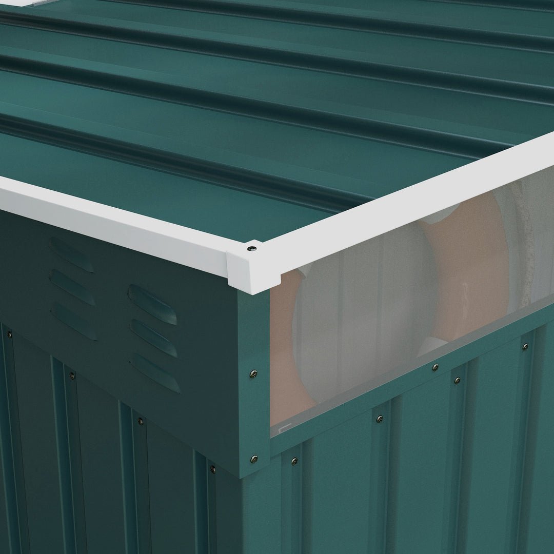 6.5 x 4FT Galvanised Metal Shed with Foundation Kit, Lockable Tool Garden Shed with Double Sliding Doors, Vents, Green