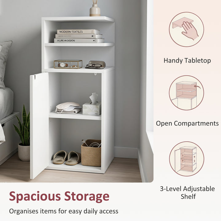 Slim Bedside Table Set of 2, Narrow Bedside Cabinet with Open Cubbies 