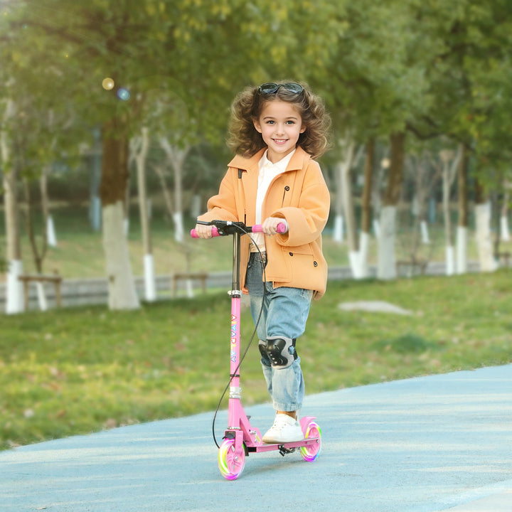 AIYAPLAY Scooter for Kids Aged 3-8 Years, with Adjustable Handle, Two Light Up Wheels, Handbrake, Rear Brake