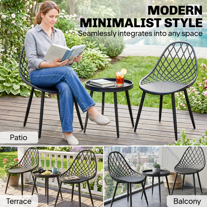 3-Piece Outdoor Bistro Set with 2 Chairs and Round Table for Garden, B