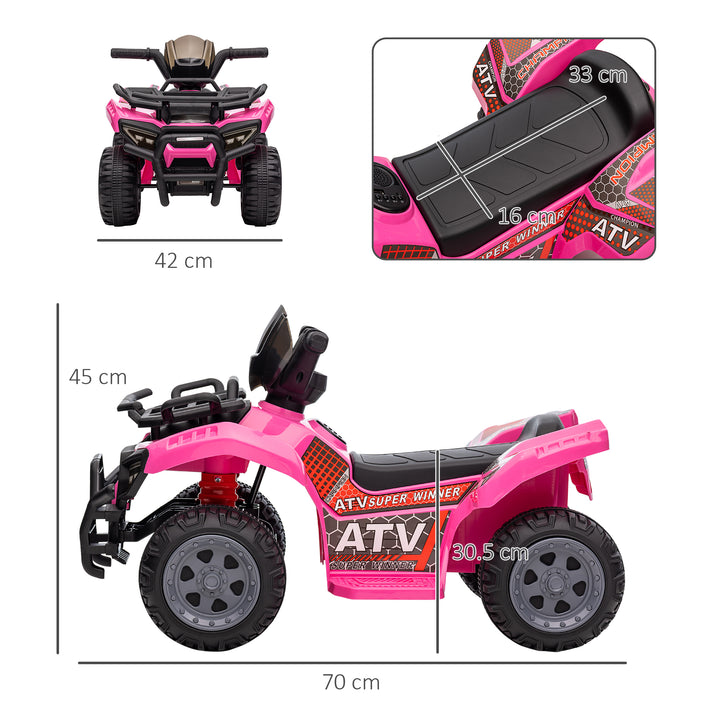 MCL 6V Kids Electric Ride on Car Toddlers Quad Bike All Terrain Vehicle Toy With Music for 18-36 months Pink