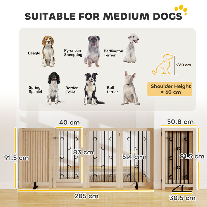 4 Panel Freestanding Pet Gate, Indoor Dog Barrier with Lockable Door, 