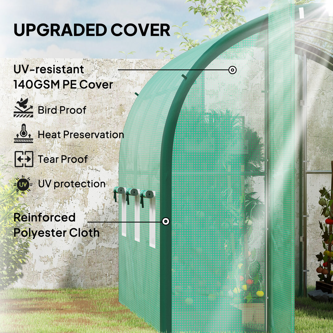 3 x 2(m) Polytunnel Greenhouse, with Windows and Doors - Green
