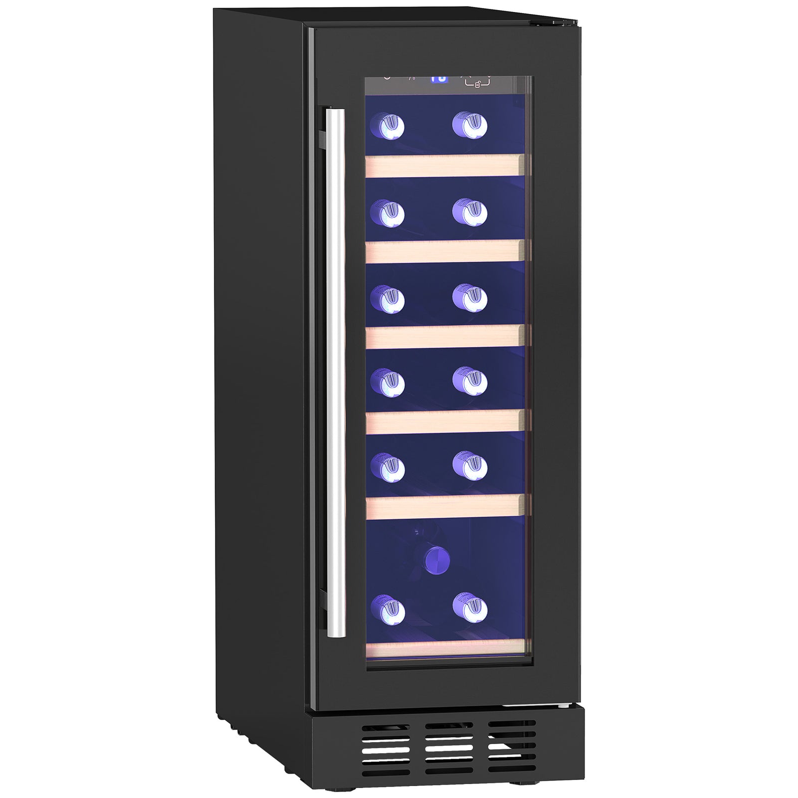 19 Bottle 5-18℃ Wooden Rack Wine Fridge - Black