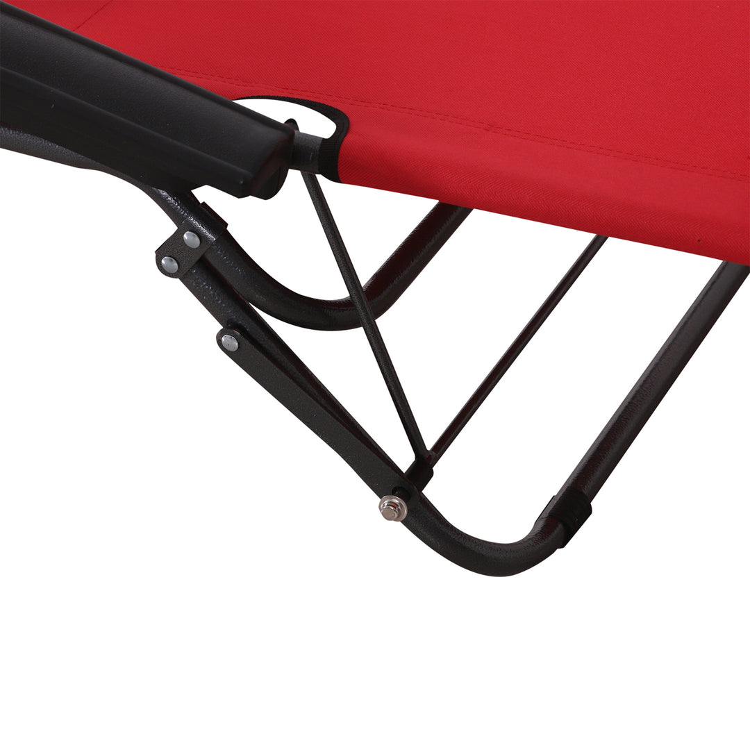 2 in 1 Folding Sun Lounger Reclining Garden Chair Set of 2 with 2-Level Adjustable Backrest, Outdoor Zero Gravity Recliner Garden Chairs with Head Pillow and Armrests, Red