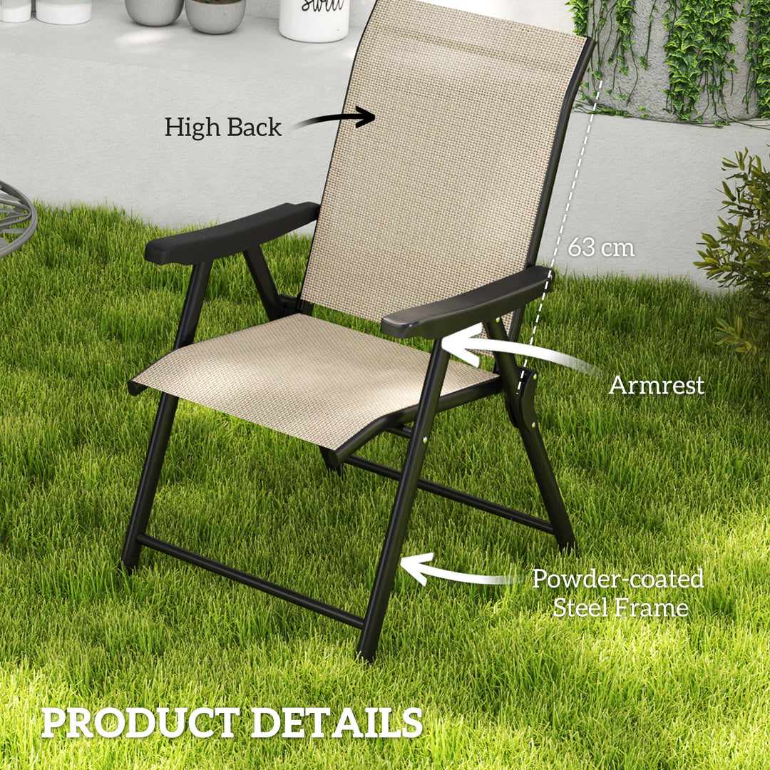 Set of Two Folding Outdoor Chairs - Brown/Black